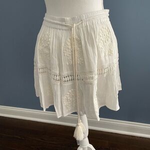 RAGA by Anthropology Eggshell White Embroidered Mini Skirt